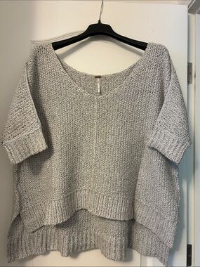 Free People Oversized 3/4 Sleeve Marled Knit Hi Low Sweater